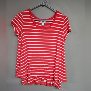 Old Navy Red and White Striped Short Sleeve Tee